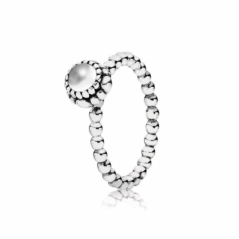 Pandora Birthday Blooms Stackable Ring April - Sterling Silver/Rock Crystal - Canada | ZK3542XE